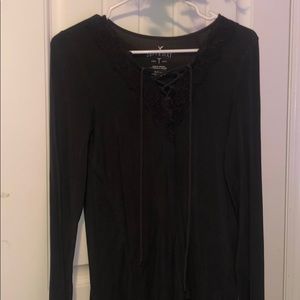 American Eagle lace up top